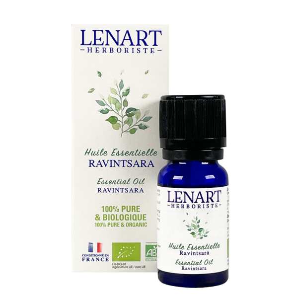 Flacon et étuis Huile essentielle de Ravintsara 10ml Lénart Herboriste